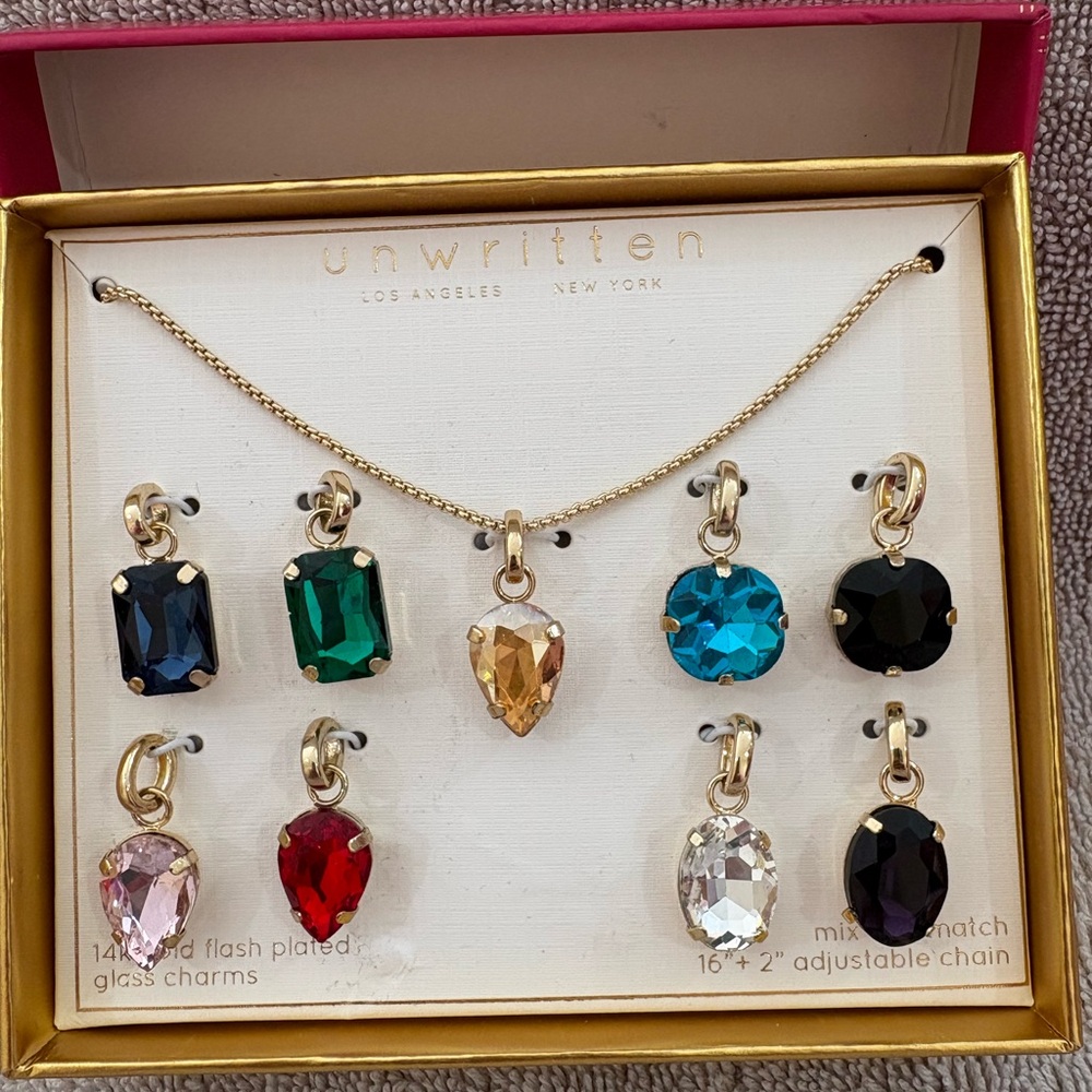 Unwritten Gold and Black Necklace with Interchangeable Charms